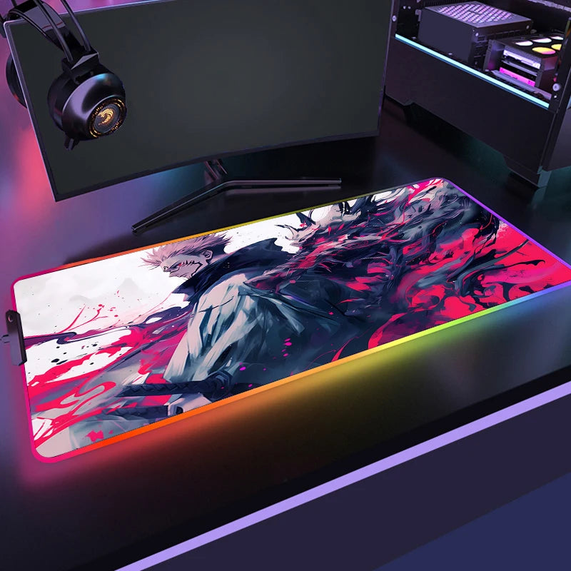 Mousepad RGB Jujutsu Kaisen - Energia Amaldiçoada no seu setup!